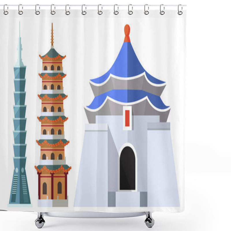 Personality  Taiwanese Sightseeings, Taipei 101, Tall Buildings Shower Curtains