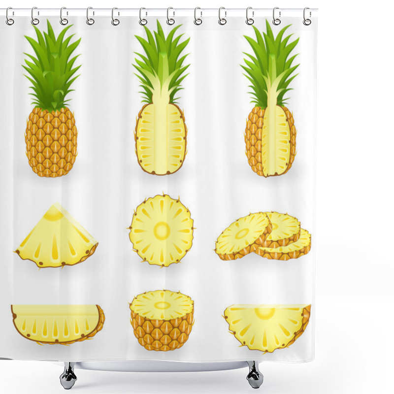 Personality  Icon Set Pineapple Shower Curtains