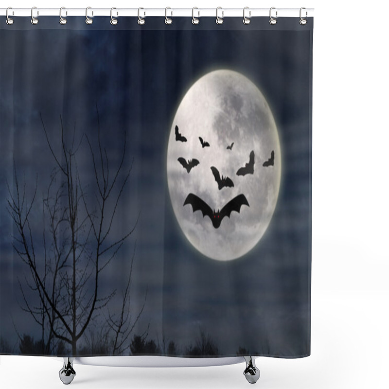 Personality  Bats Flying In The Dark Night Shower Curtains