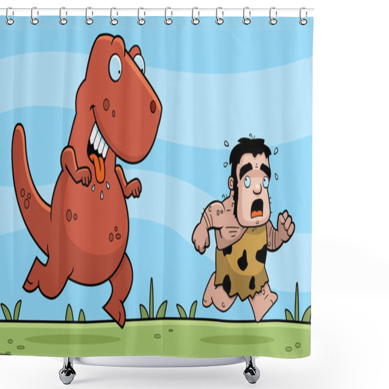 Personality  Dinosaur Chasing Shower Curtains