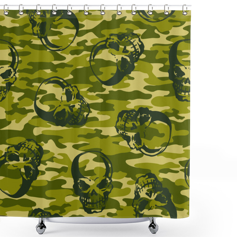 Personality  Skull Camouflage Pattern, Shower Curtains