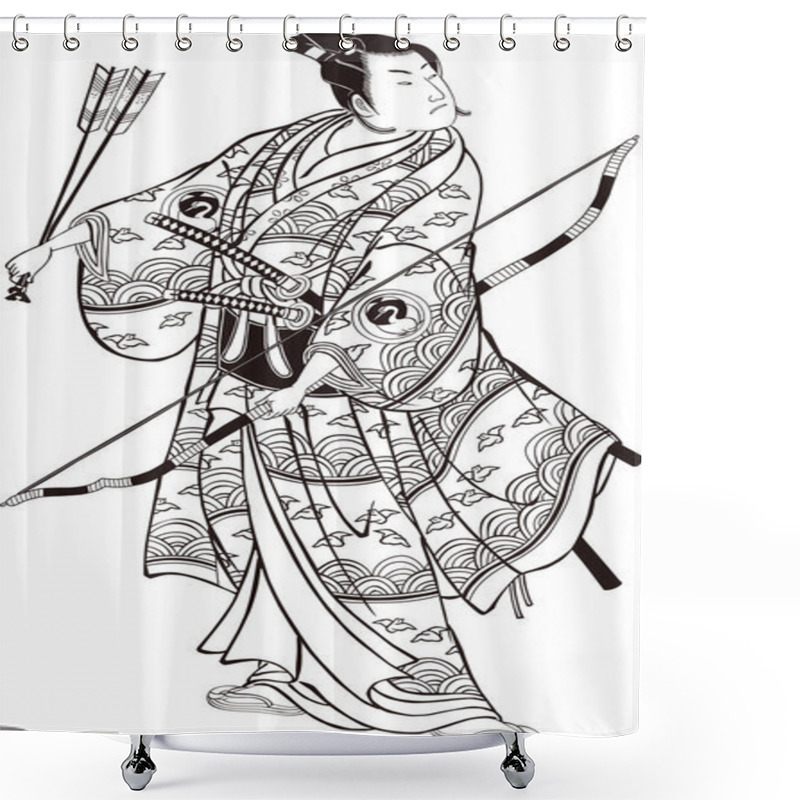 Personality   Ukiyo-e Kabuki Actor Bow Black And White Shower Curtains