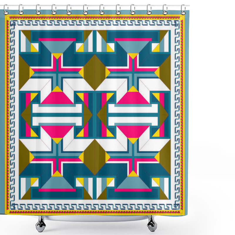 Personality  Silk Scarf With A Geometric Pattern. Square Vector Shower Curtains