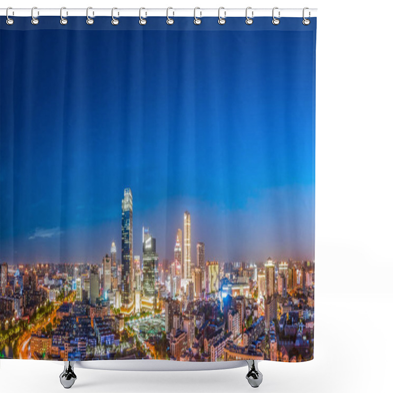 Personality  Aerial Photography China Yancheng City Architectural Landscape N Shower Curtains