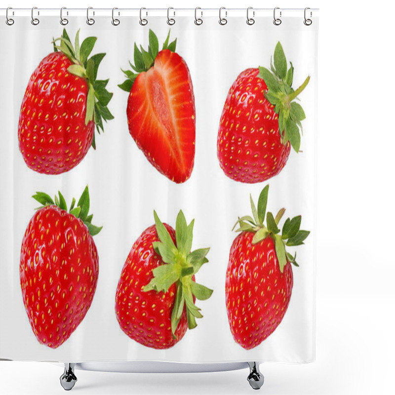 Personality  Strawberry Isolated On White Background Shower Curtains