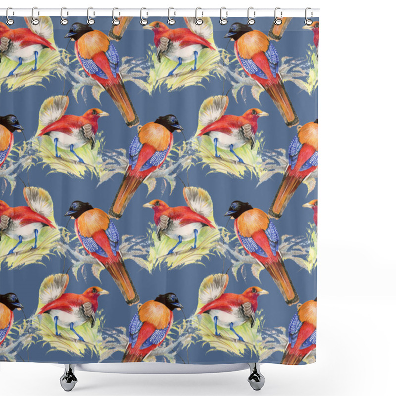 Personality  Birds And Flowers Seamless Pattern Shower Curtains