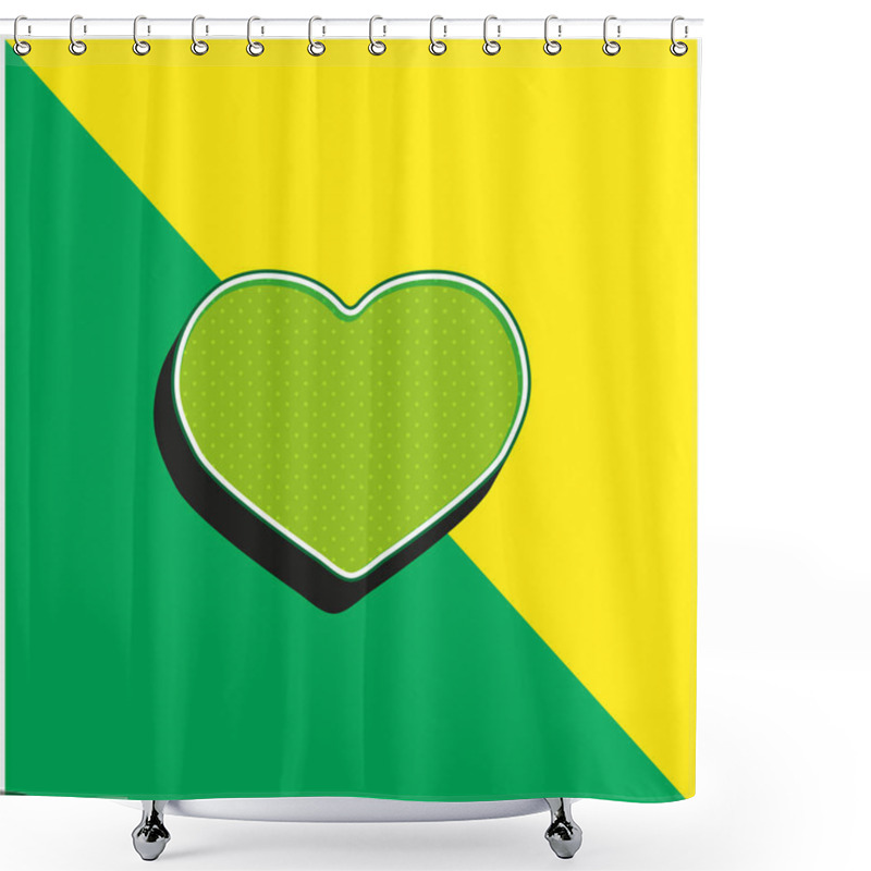 Personality  Big Black Heart Green And Yellow Modern 3d Vector Icon Logo Shower Curtains