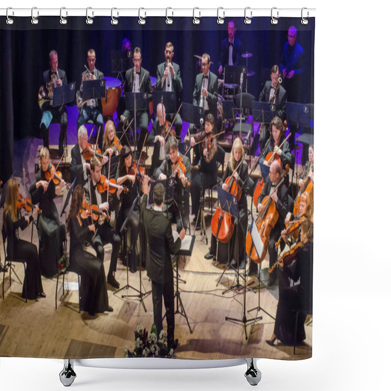 Personality  DNIPRO, UKRAINE - DECBER 17, 2018: FOUR SEASONS Chamber Orchestra - Main Conductor Dmitry Logvin Perform  At The State Drama Theatre. Shower Curtains