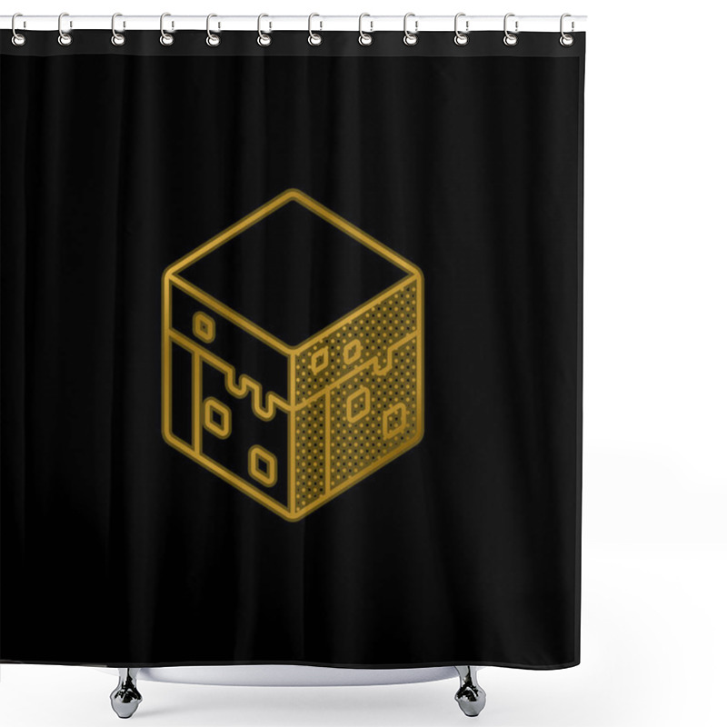 Personality  Block Gold Plated Metalic Icon Or Logo Vector Shower Curtains