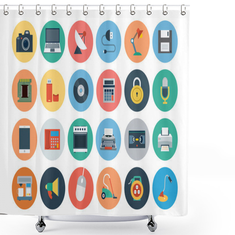 Personality  Electronics Flat Icons 1 Shower Curtains