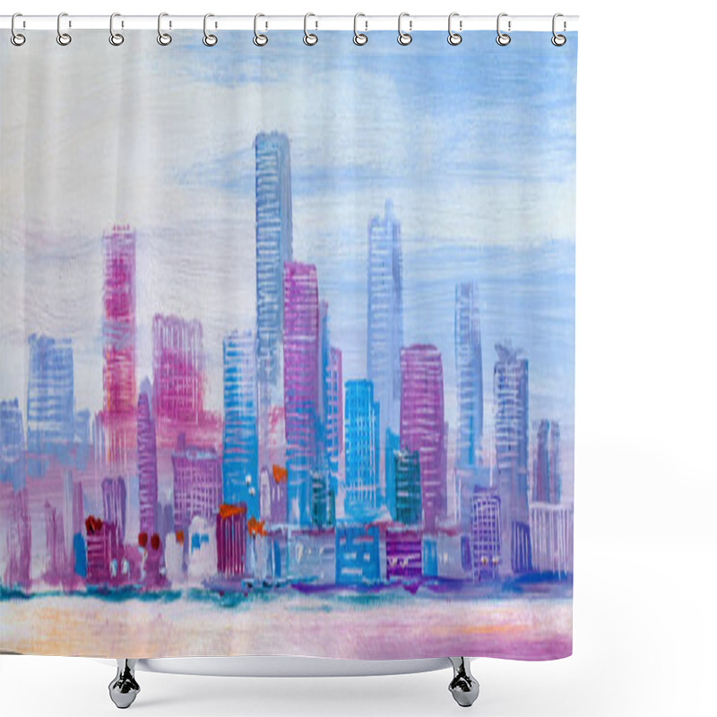 Personality  Abstract Painting Of Urban Skyscrapers. Shower Curtains