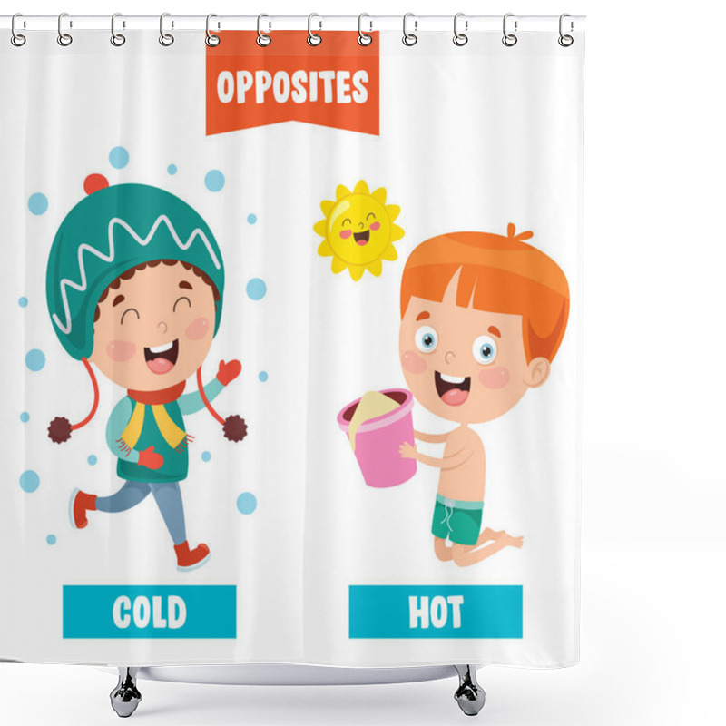 Personality  Opposite Adjectives With Cartoon Drawings Shower Curtains