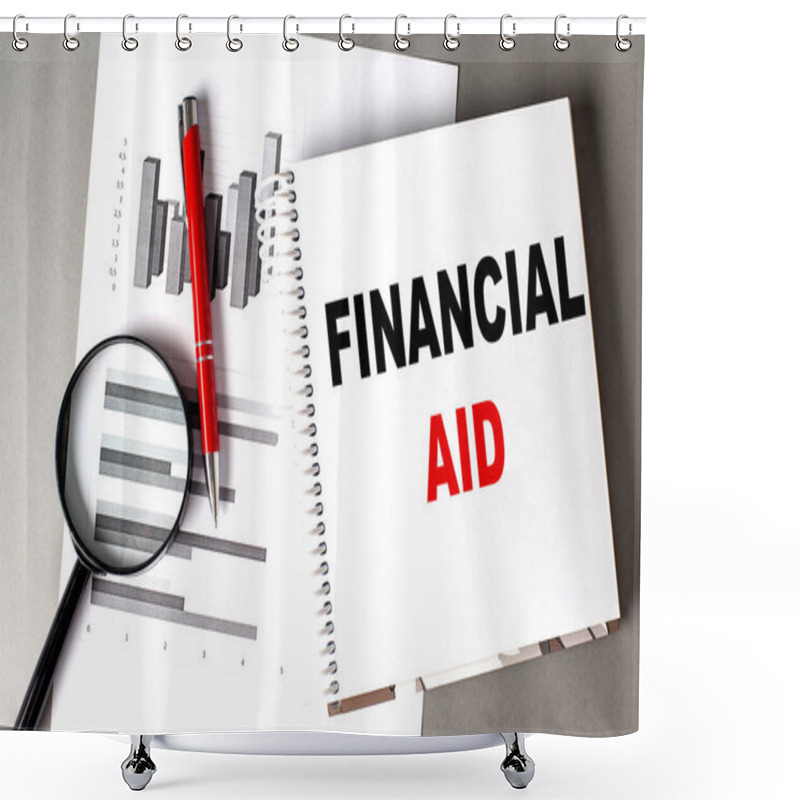 Personality  FINANCIAL AID Text Written On A Notebook With Chart Shower Curtains