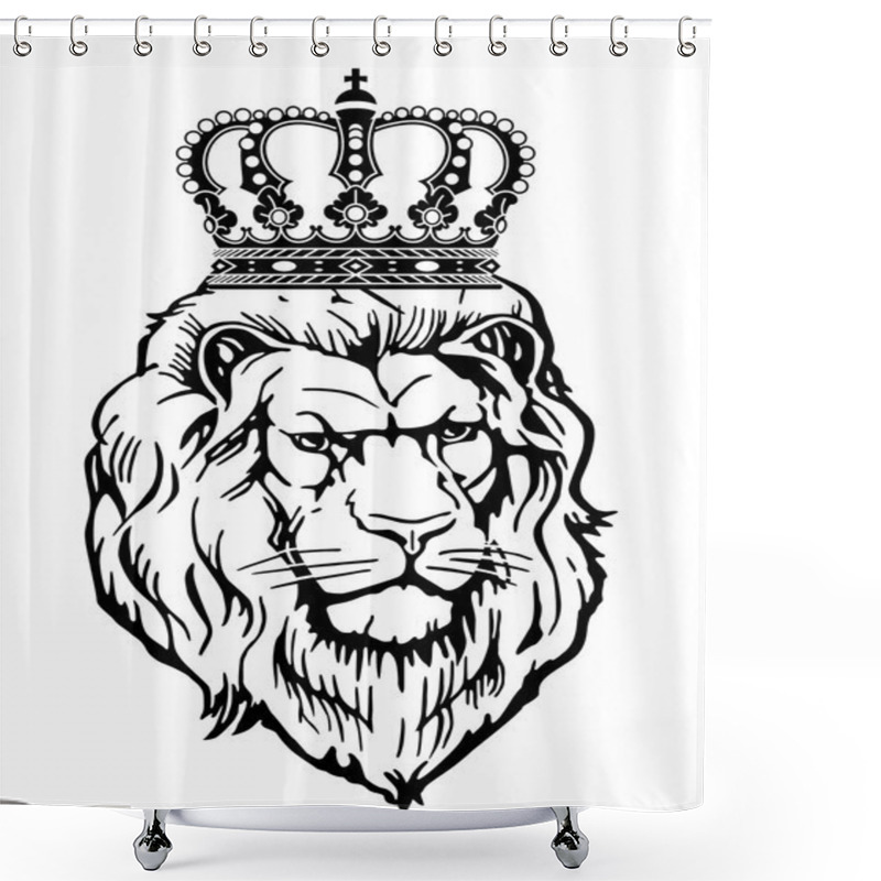 Personality  Heraldic Animal With Crown Shower Curtains