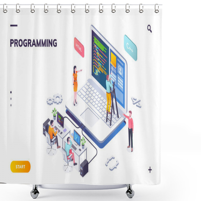 Personality  Programming Office With Developers And Notebook Shower Curtains