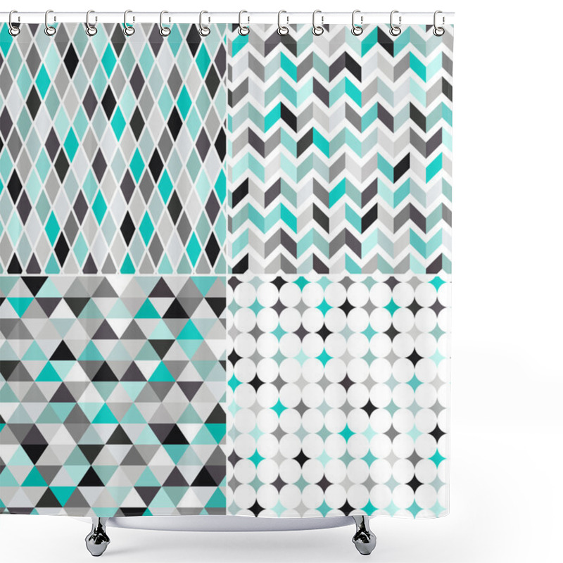 Personality  Seamless Turquoise Geometric Pattern Shower Curtains