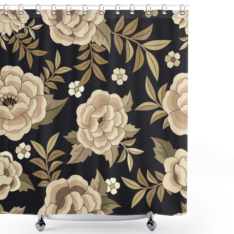 Personality  Seamless Floral Pattern Based On The Embroidered Flowers Of Oriental Shawl Shower Curtains