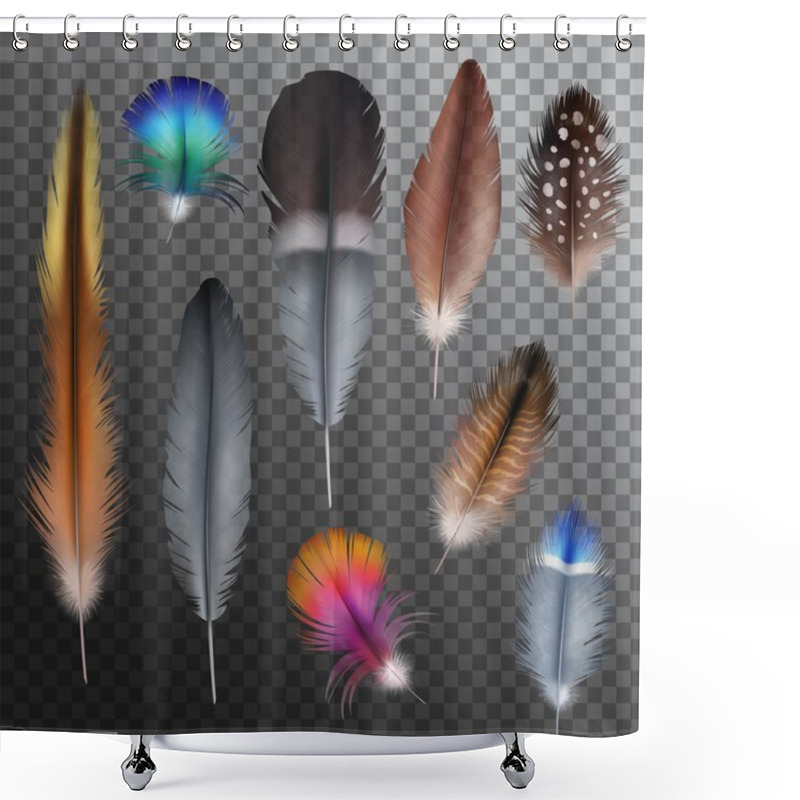 Personality  Feathers Realistic Transparent Set Shower Curtains