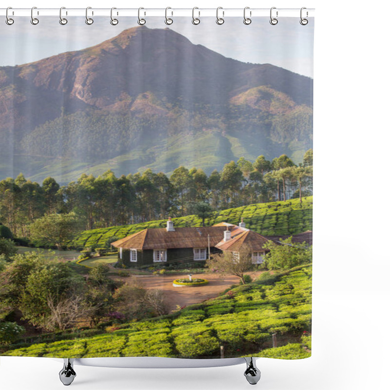 Personality  House In Middle Of Tea Plantations Shower Curtains