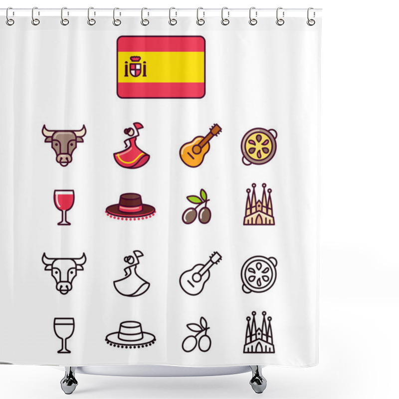 Personality  Spain Icons Set Shower Curtains