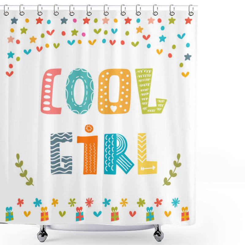 Personality  Cool Girl Card. Cute Greeting Card Shower Curtains