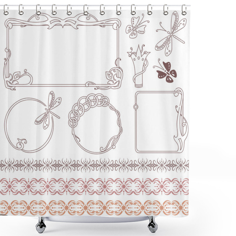 Personality  Borders And Frames Collection Shower Curtains