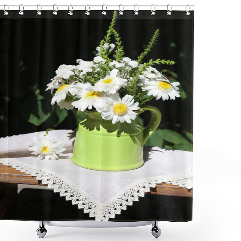 Personality  Beautiful Flowers In Pot Shower Curtains