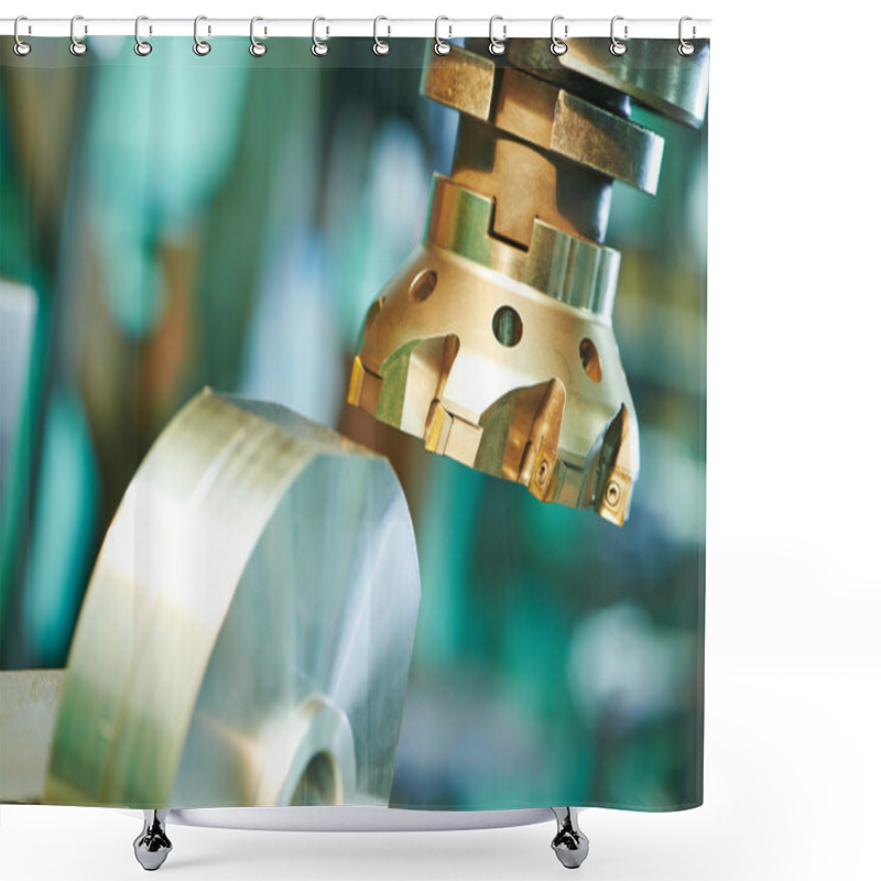 Personality  Close-up Process Of Metal Machining By Mill Shower Curtains