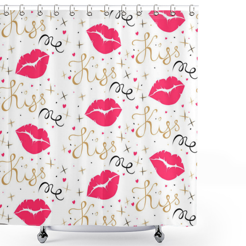 Personality  Kiss Me Seamless Pattern Shower Curtains