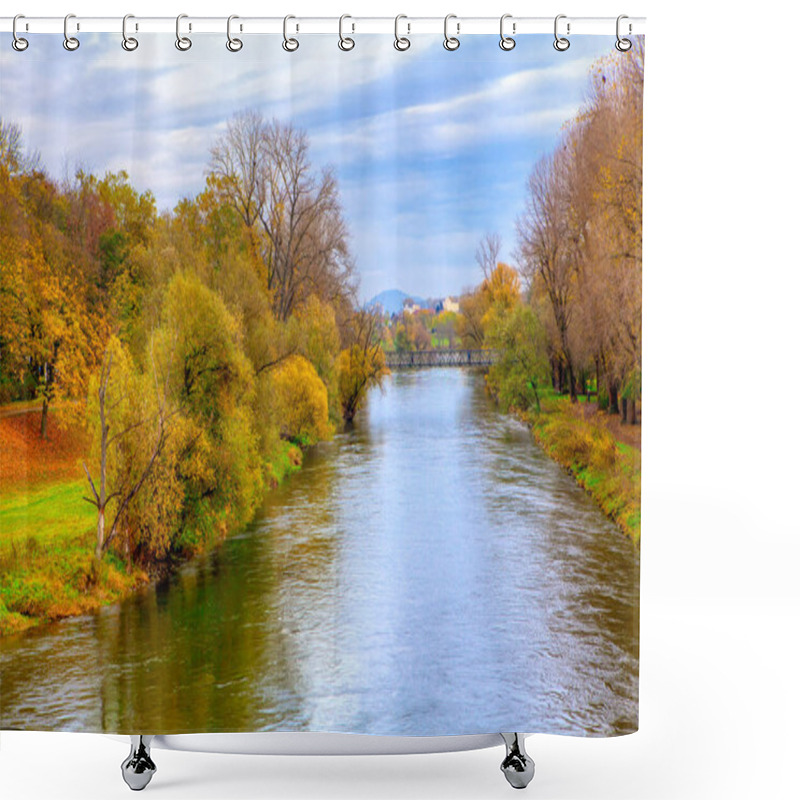 Personality  Walking Along Linker Regnitzarm River Bank . Bavaria Autumn Nature  Shower Curtains