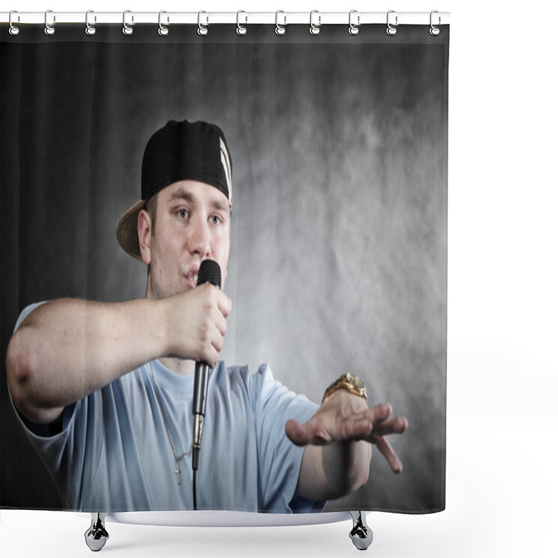 Personality  Rap Singer Man With Microphone Shower Curtains