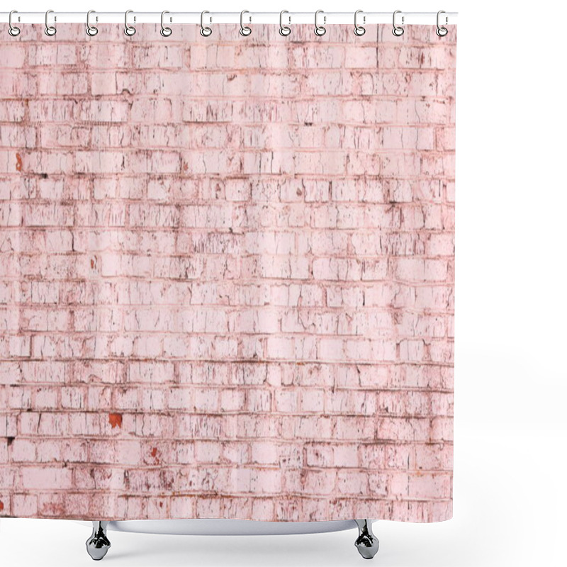 Personality  Unusual Bright Saturated Abstract Pink Background From Old Brick Wall In Retro Style Shower Curtains