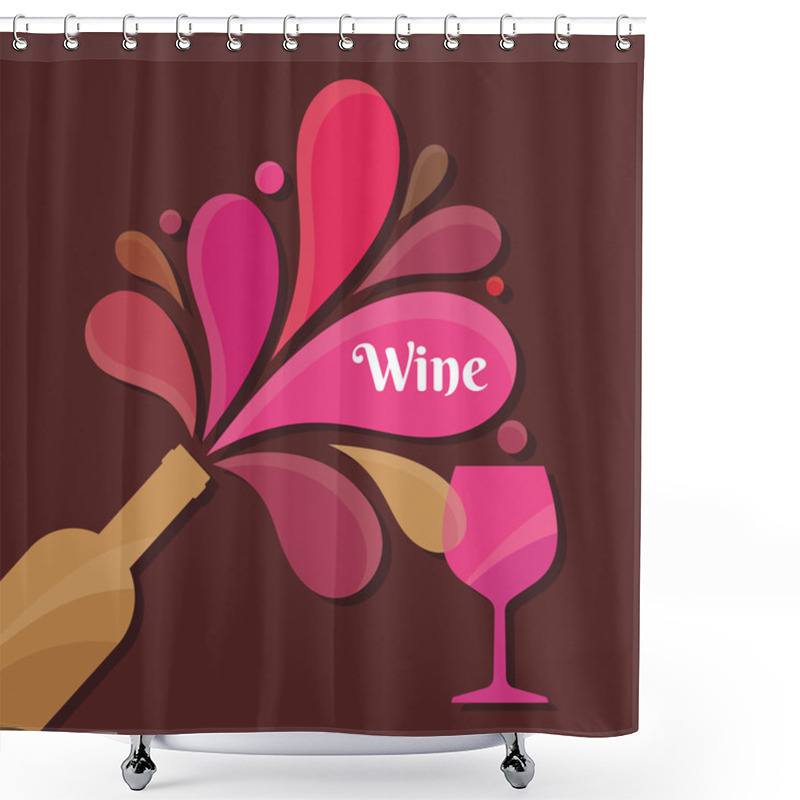 Personality  Wine Bottle And Glass - Vector Illustration Shower Curtains