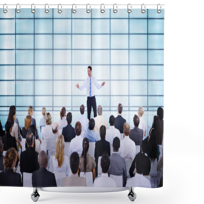 Personality  Businessman Giving Presentation Shower Curtains