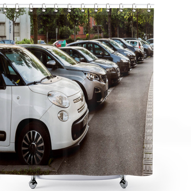 Personality  Rows Of Cars Parked In Residential Neighborhood Shower Curtains