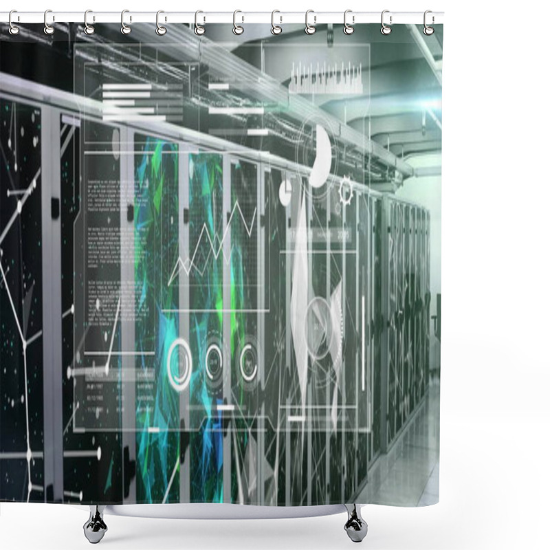 Personality  Image Of Digital Data Processing Over Computer Servers. Global Connections, Computing And Data Processing Concept Digitally Generated Image. Shower Curtains