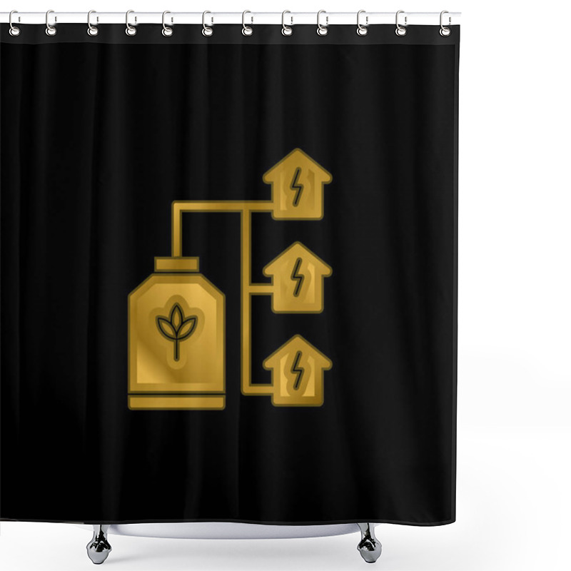 Personality  Bio Energy Gold Plated Metalic Icon Or Logo Vector Shower Curtains