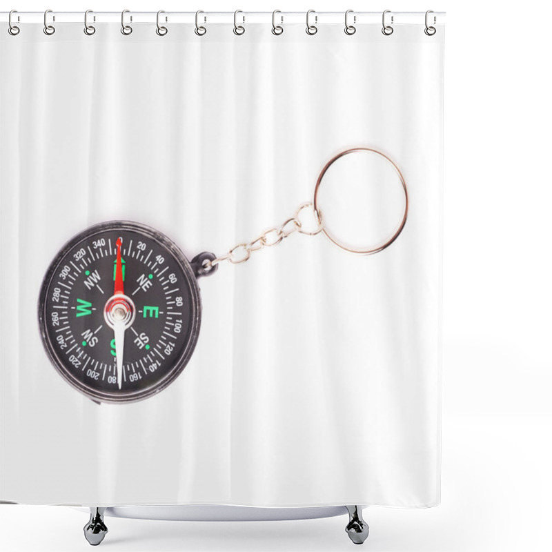 Personality  Black Compass Over Isolated White Background Shower Curtains