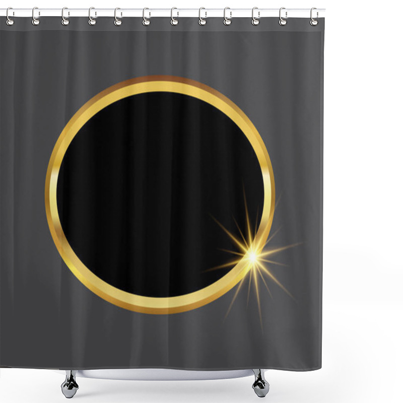 Personality  Elliptical Ribbed Golden Frame With Bright Eight-pointed Star And Black Base Shower Curtains