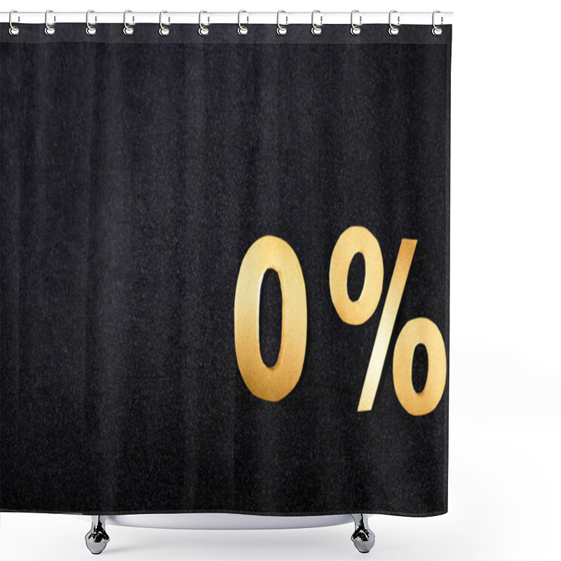 Personality  Top View Of Golden Zero Percent Signs On Black Background Shower Curtains