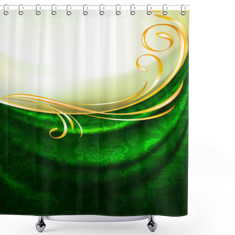 Personality  Green Fabric Drapes With Ornament, Background, Eps10, Gradient Mesh Shower Curtains