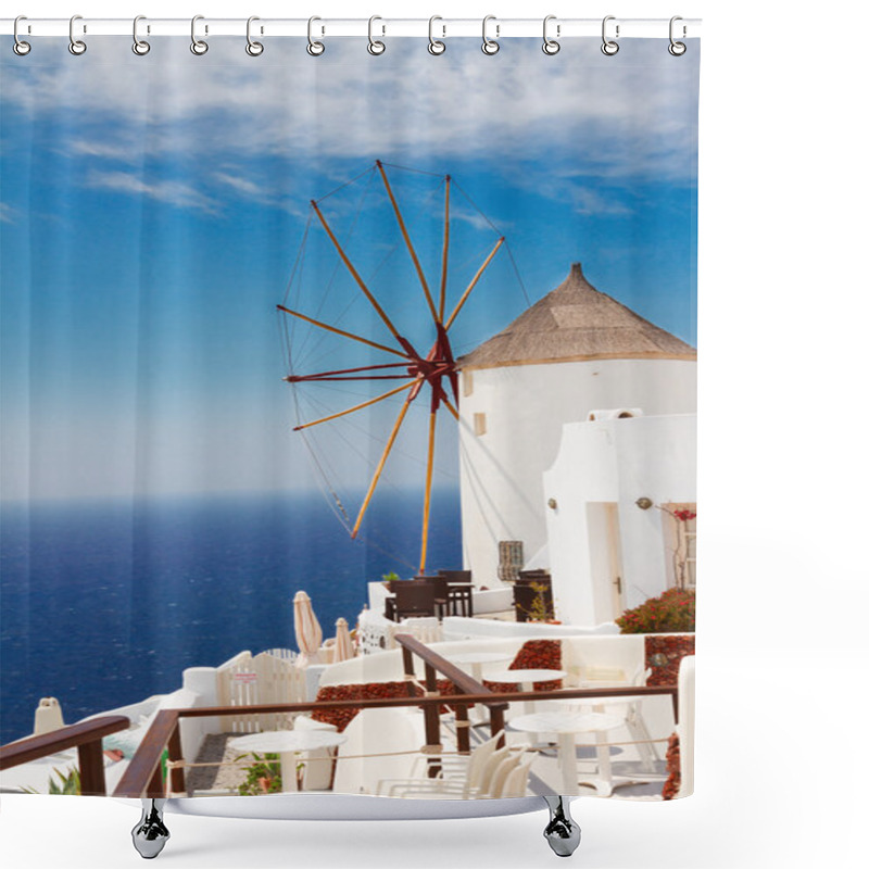 Personality  Oia, Traditional Greek Village Shower Curtains