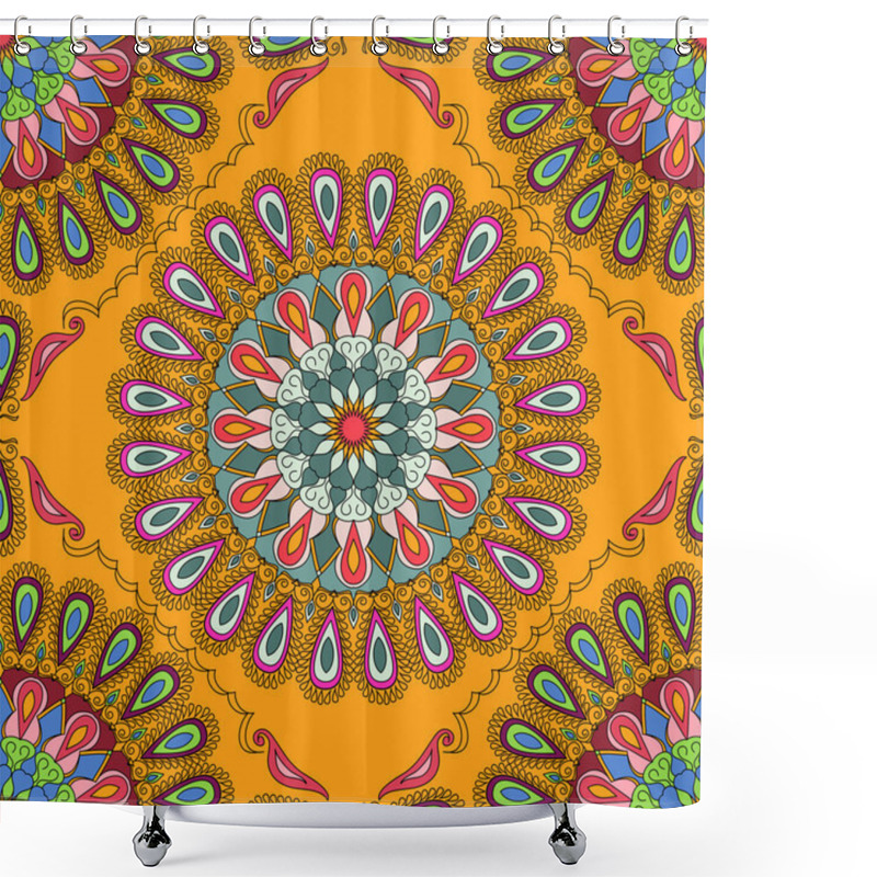 Personality  Vector Seamless Texture. Beautiful Mandala Pattern For Design And Fashion With Decorative Elements In Ethnic Indian Style Shower Curtains