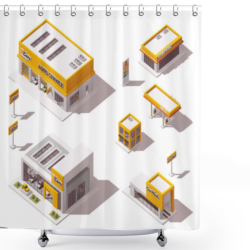 Personality  Vector Road Transport Related Buildings Shower Curtains