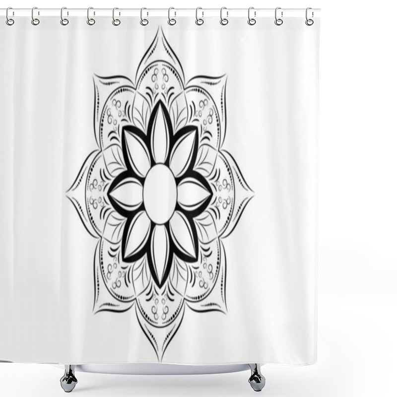 Personality  Circle Pattern Petal Flower Of Mandala With Black And White,Vector Floral Mandala Relaxation Patterns Unique Design With White Background,Hand Drawn Pattern,concept Meditation And Relax Shower Curtains