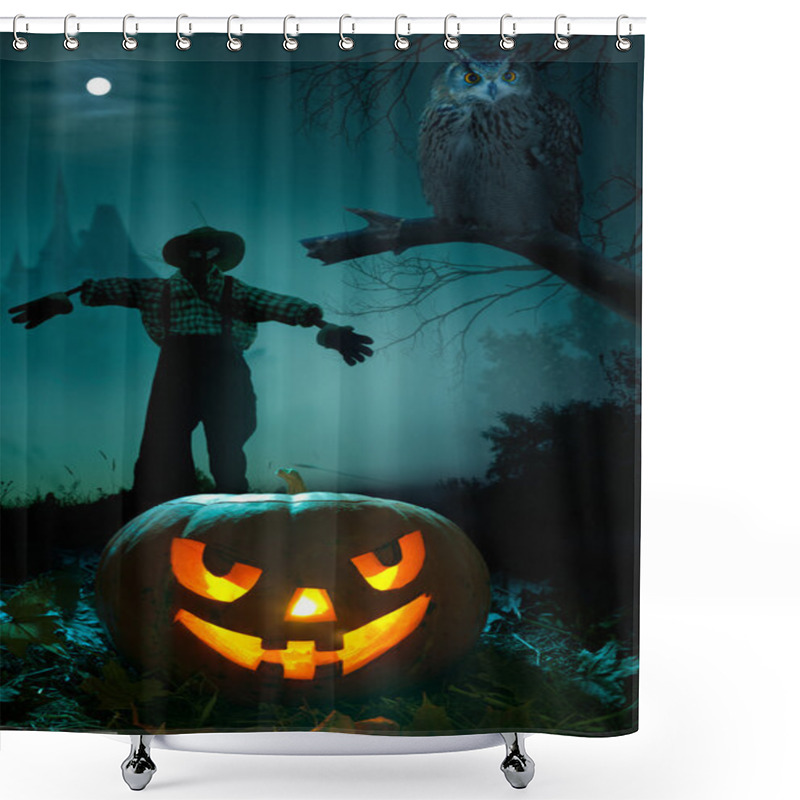 Personality  Art Halloween Night Background Shower Curtains