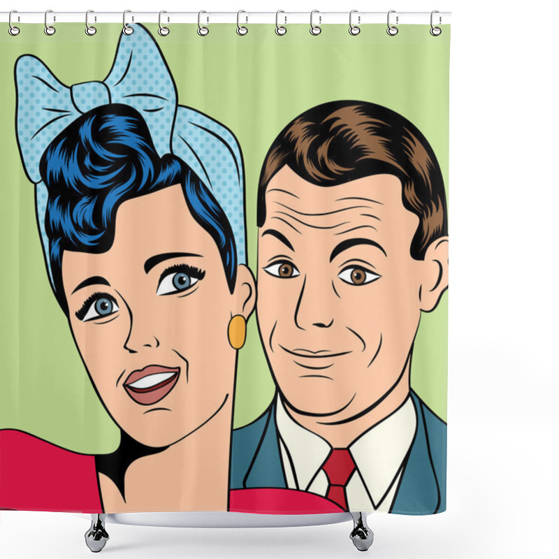 Personality  Man And Woman Love Couple In Pop Art Comic Style Shower Curtains