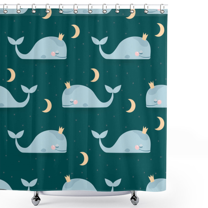 Personality  Pattern With Sleeping Whales Shower Curtains