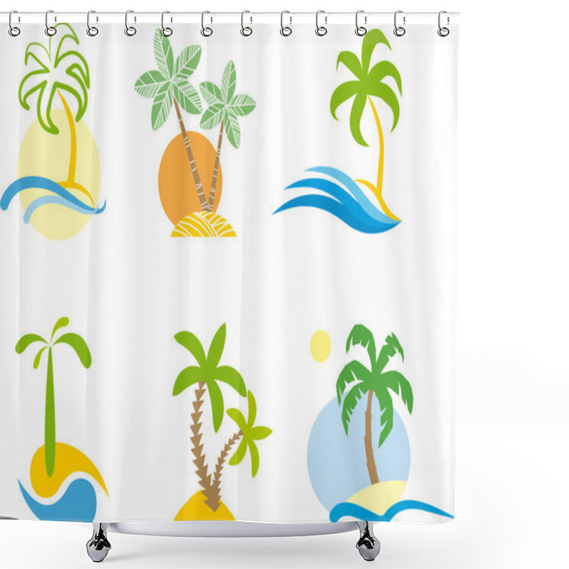 Personality  Tropical Logo (Beach Scene Graphic.) Shower Curtains