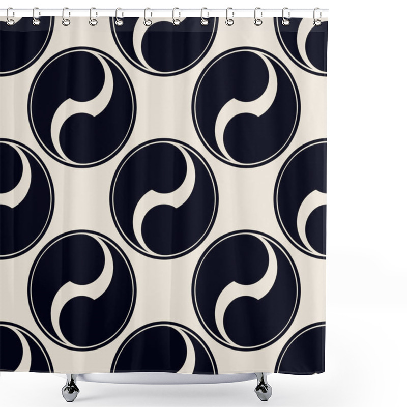 Personality  Seamless Vector Pattern With Japanese Symbol Tomoe Shower Curtains